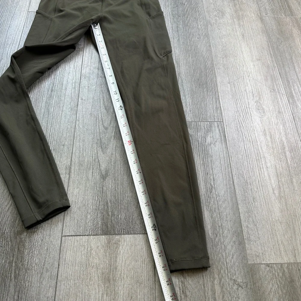 Lululemon Olive Green Pocketed Leggings 8 adjustable waist 27
